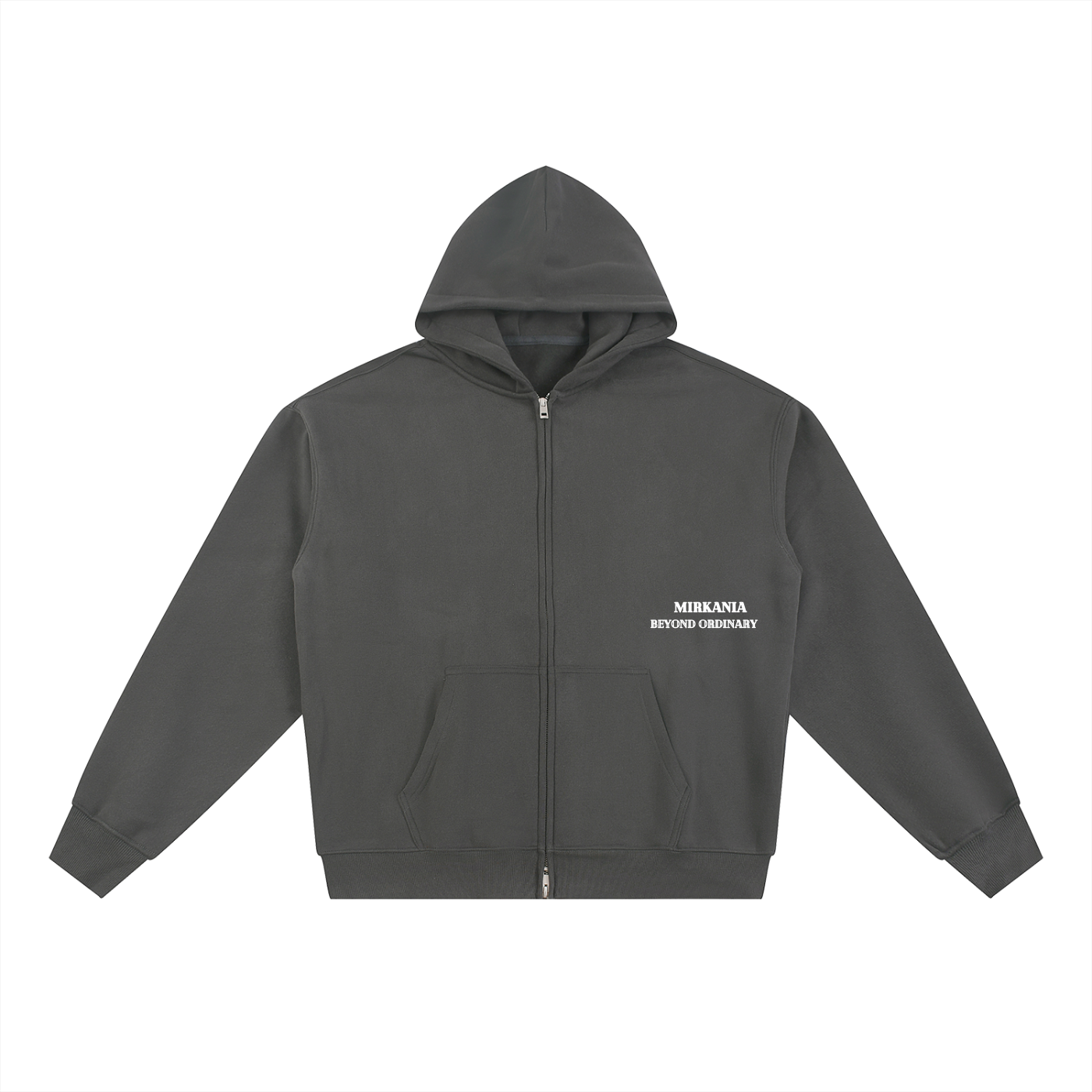 ODMPOD essential fleece zip-through hoodie with front pockets and drawstring hood, soft and cozy for casual wear