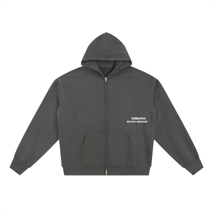 ODMPOD essential fleece zip-through hoodie with front pockets and drawstring hood, soft and cozy for casual wear