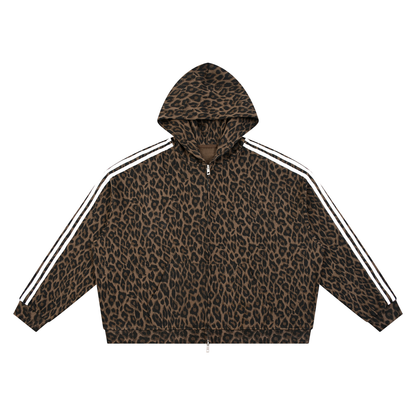 Unisex Leopard Full Zip Hoodie