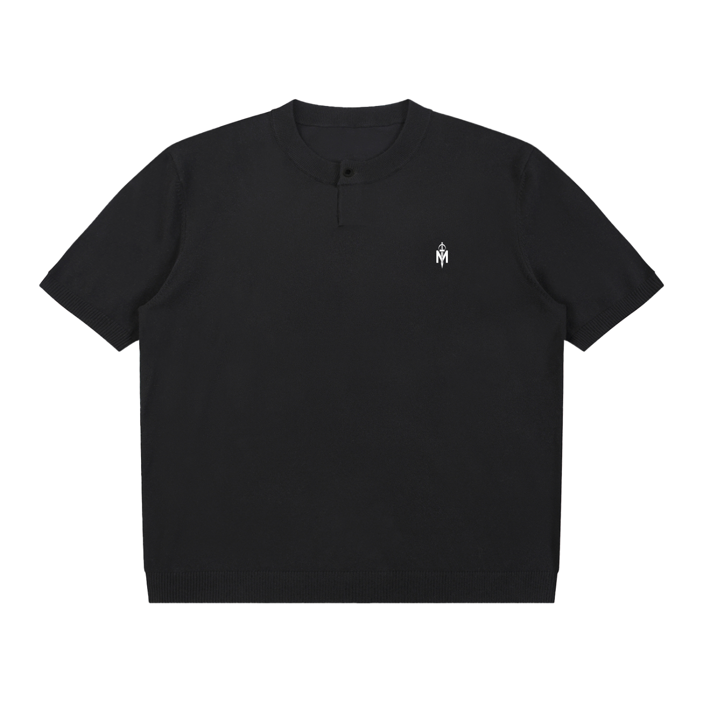 Cotton Knit Short Sleeve Henley T-Shirt