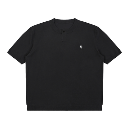 Cotton Knit Short Sleeve Henley T-Shirt