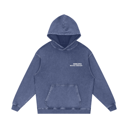 Light gray Snow Washed Loose Cotton Hoodie by ODMPOD featuring a relaxed fit and soft, comfortable fabric.