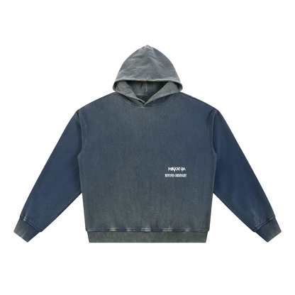 Vintage washed gradient fleece hoodie by ODMPOD featuring a soft, cozy fabric with a stylish color fade and relaxed fit.