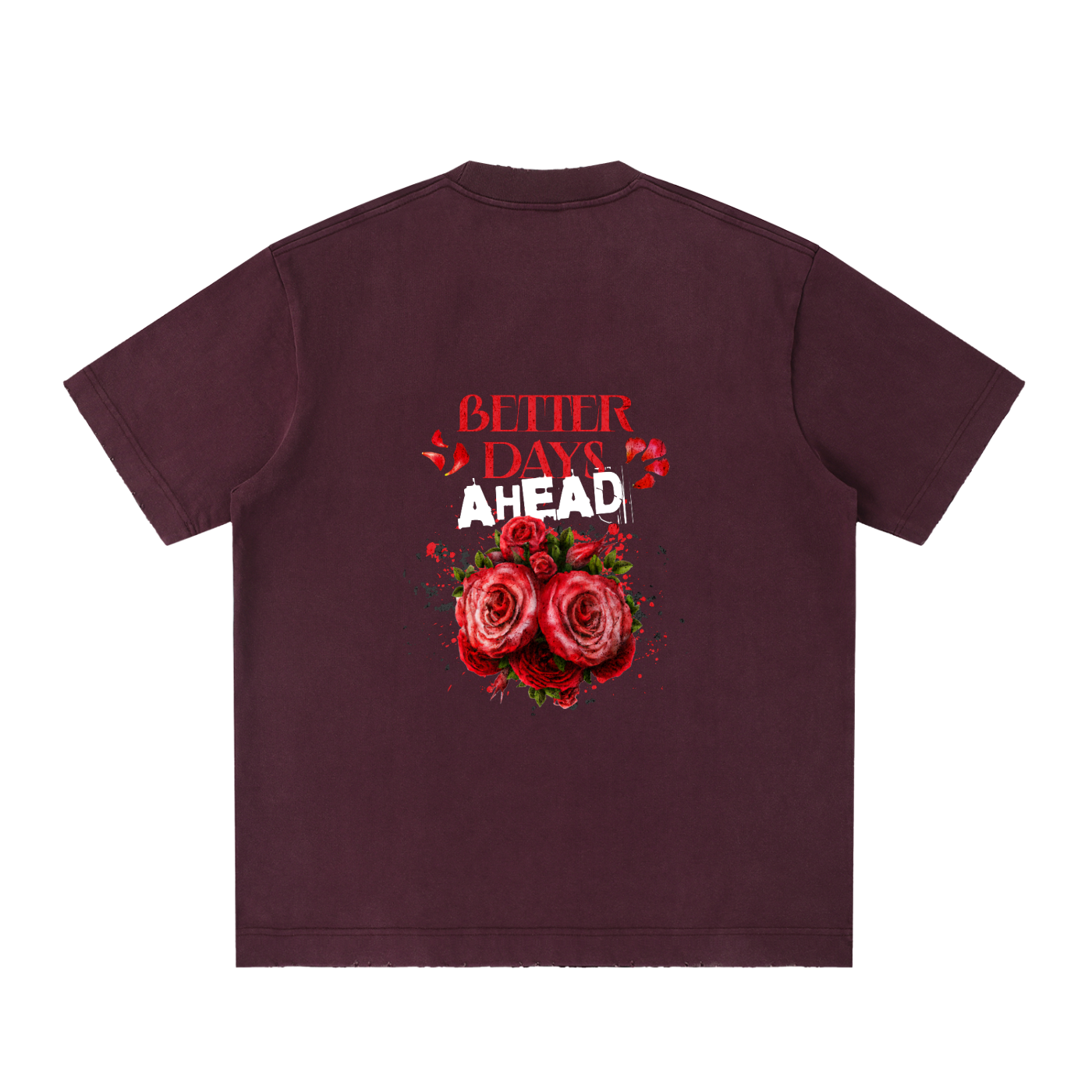 Vintage washed heavyweight ODMPOD T-shirt with frayed edges and distressed details, casual and stylish for everyday wear.