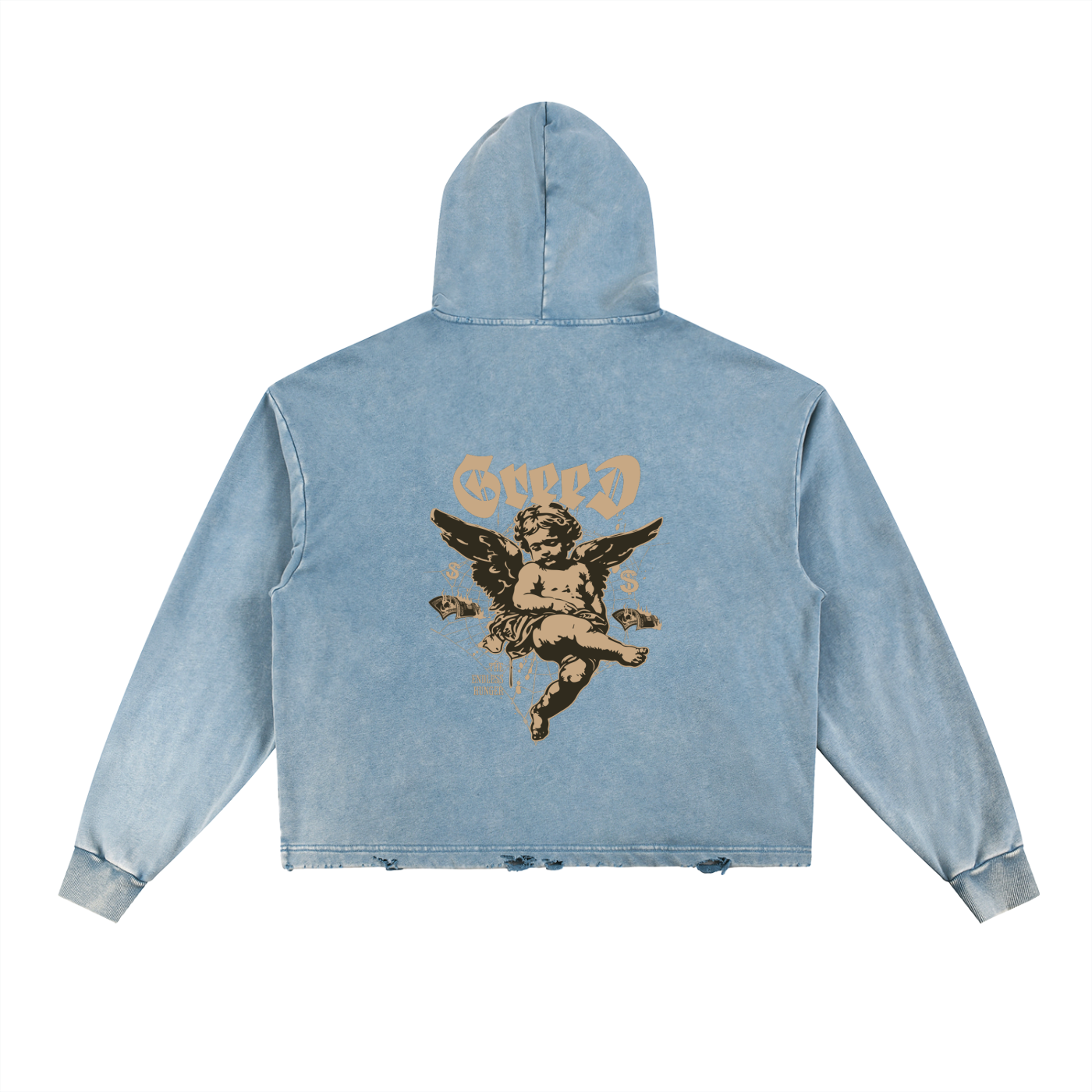 Vintage Washed Frayed-Hem Hoodie