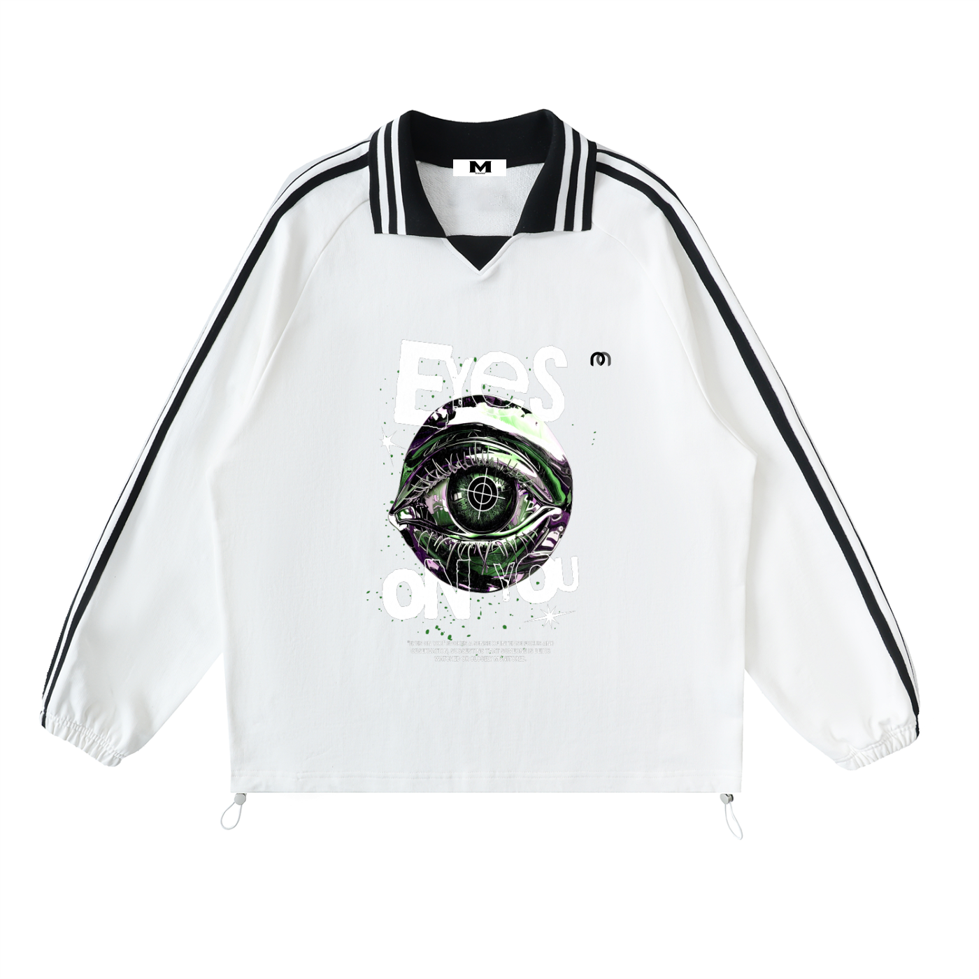 Contrast Striped Lapel Collar Sweatshirt