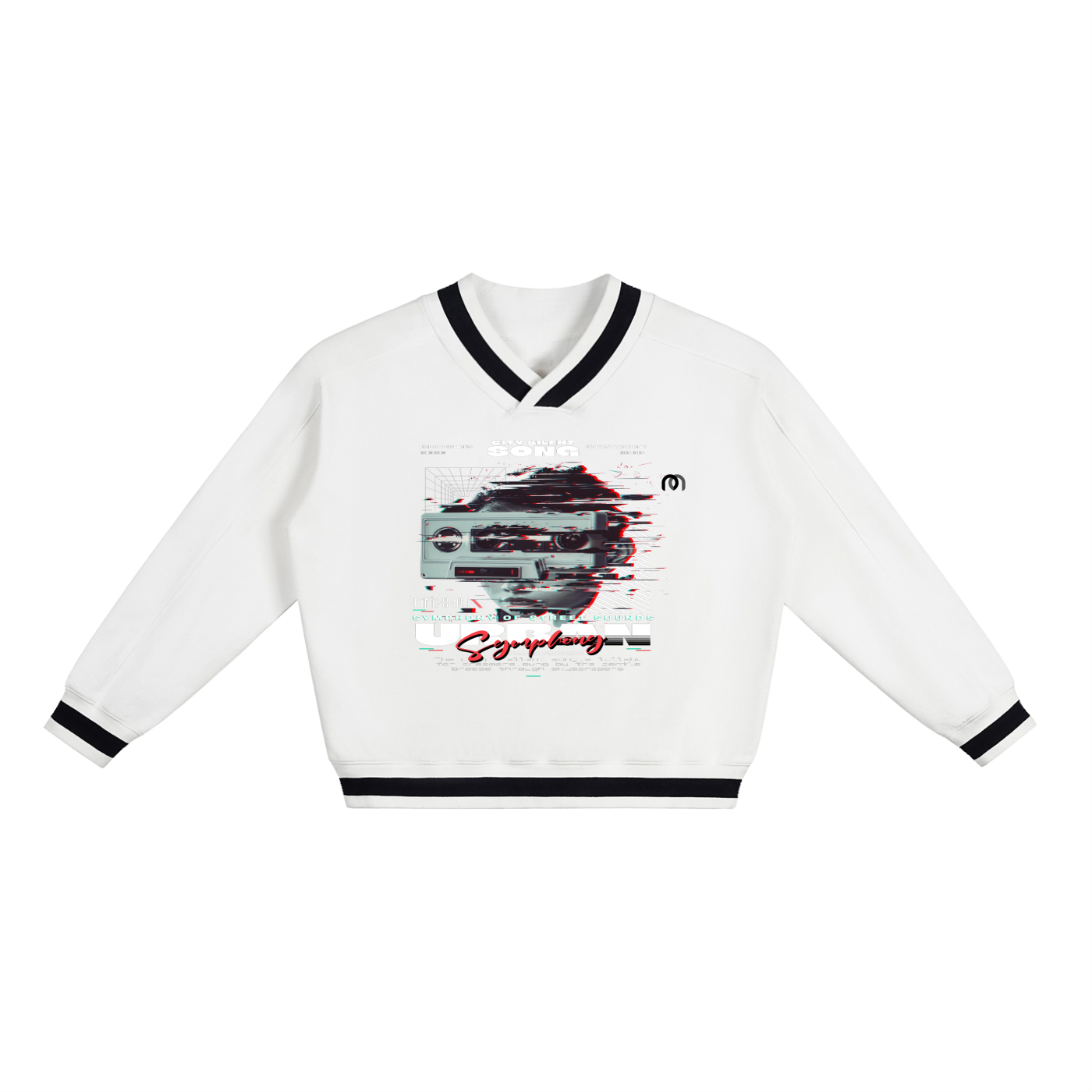 V-Neck Contrast Collar Boxy Sweatshirt