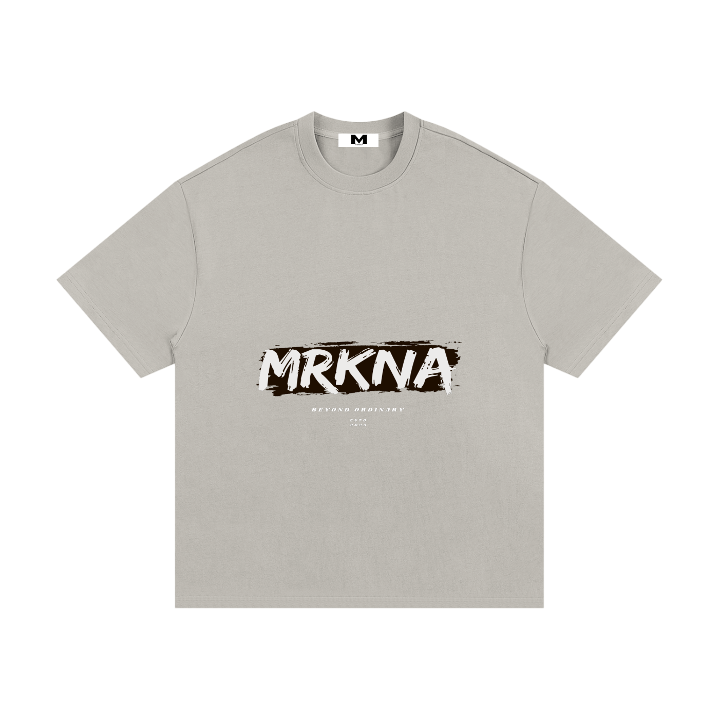 ODMPOD Essential heavyweight cotton t-shirt in classic fit, shown in natural color with short sleeves and crew neck.
