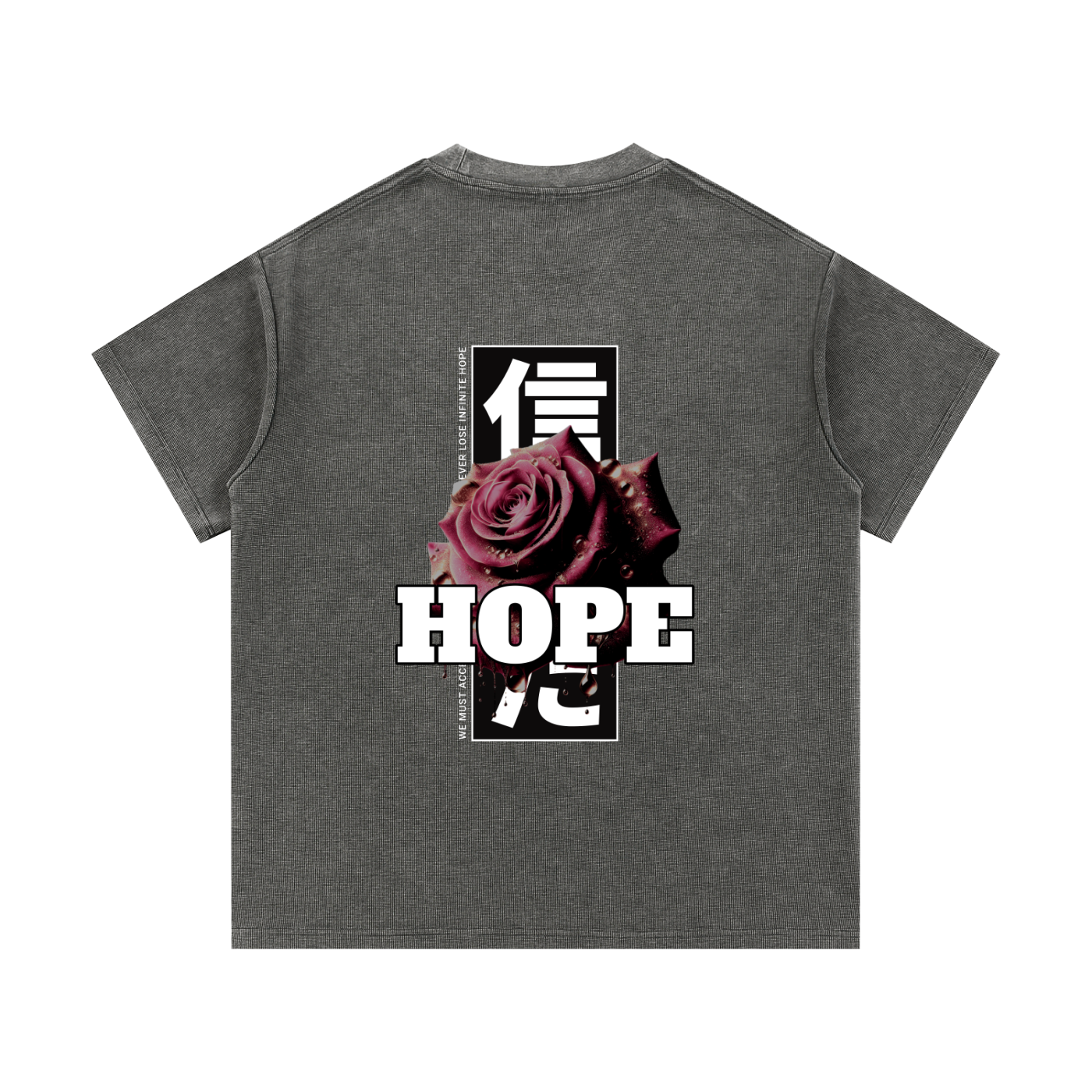 ODMPOD mineral wash waffle knit t-shirt, soft fabric with textured waffle pattern, casual fit, natural colors, front view.