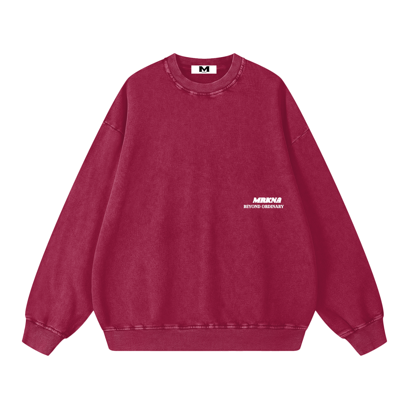 ODMPOD Snow Washed Oversized Sweatshirt in soft fabric, featuring a relaxed fit and casual style, shown in a front view.