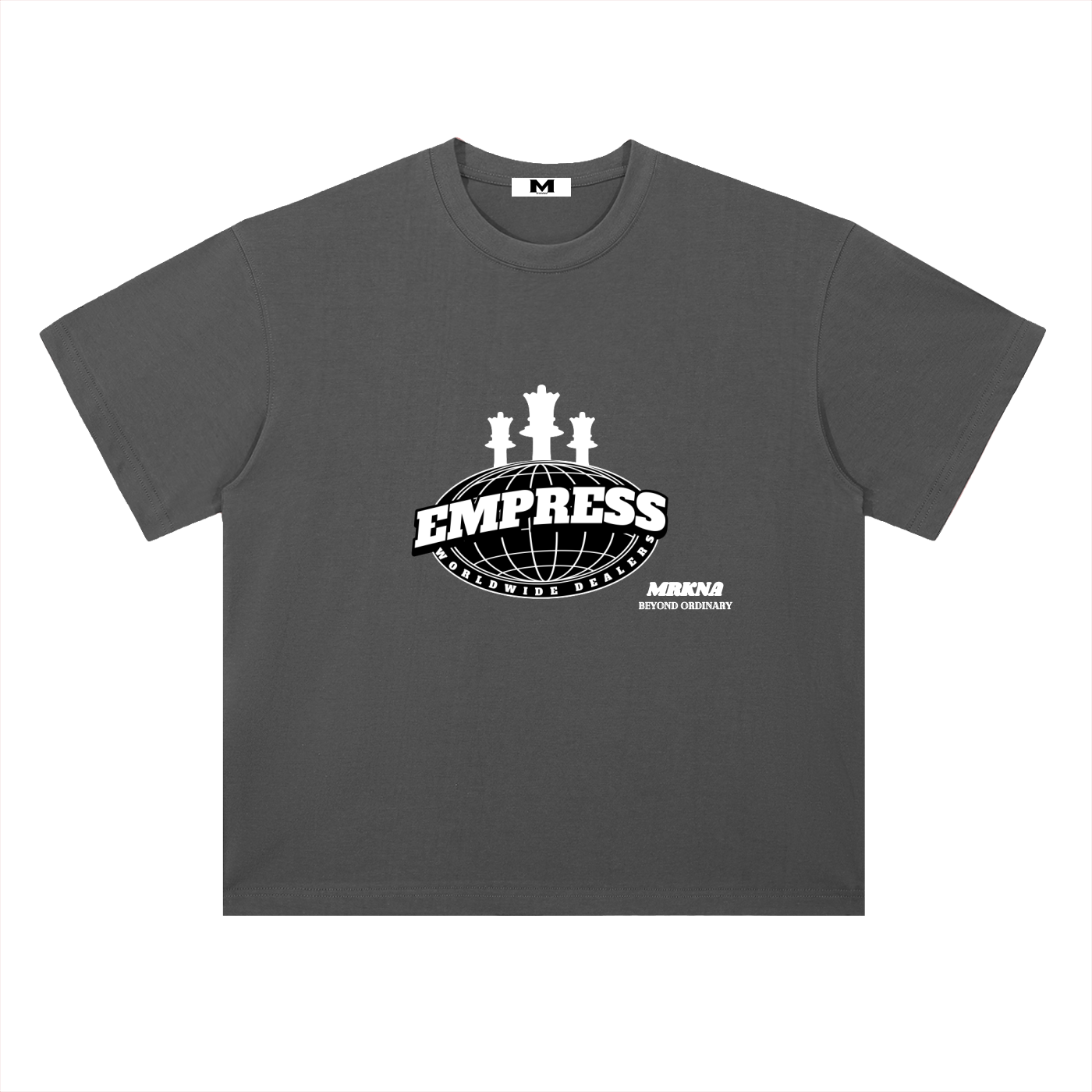ODMPOD heavyweight drop shoulder cotton t-shirt, casual fit, soft fabric with relaxed drop shoulder design, front view.