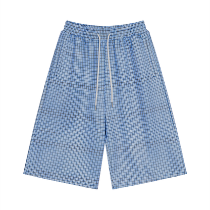 Unisex Plaid Drawstring Shorts