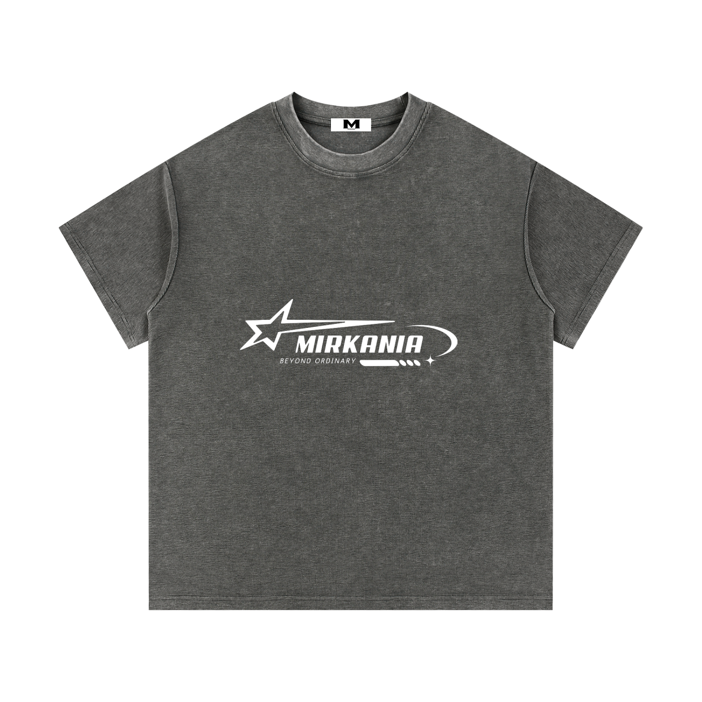 ODMPOD mineral wash waffle knit T-shirt, casual men's t-shirt with textured fabric and relaxed fit, in neutral color.