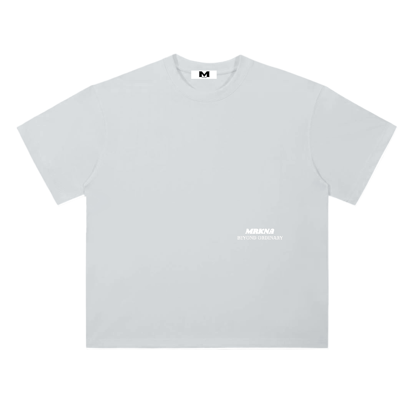 ODMPOD heavyweight drop shoulder cotton t-shirt, front view showing relaxed fit and soft fabric with dropped shoulder design.
