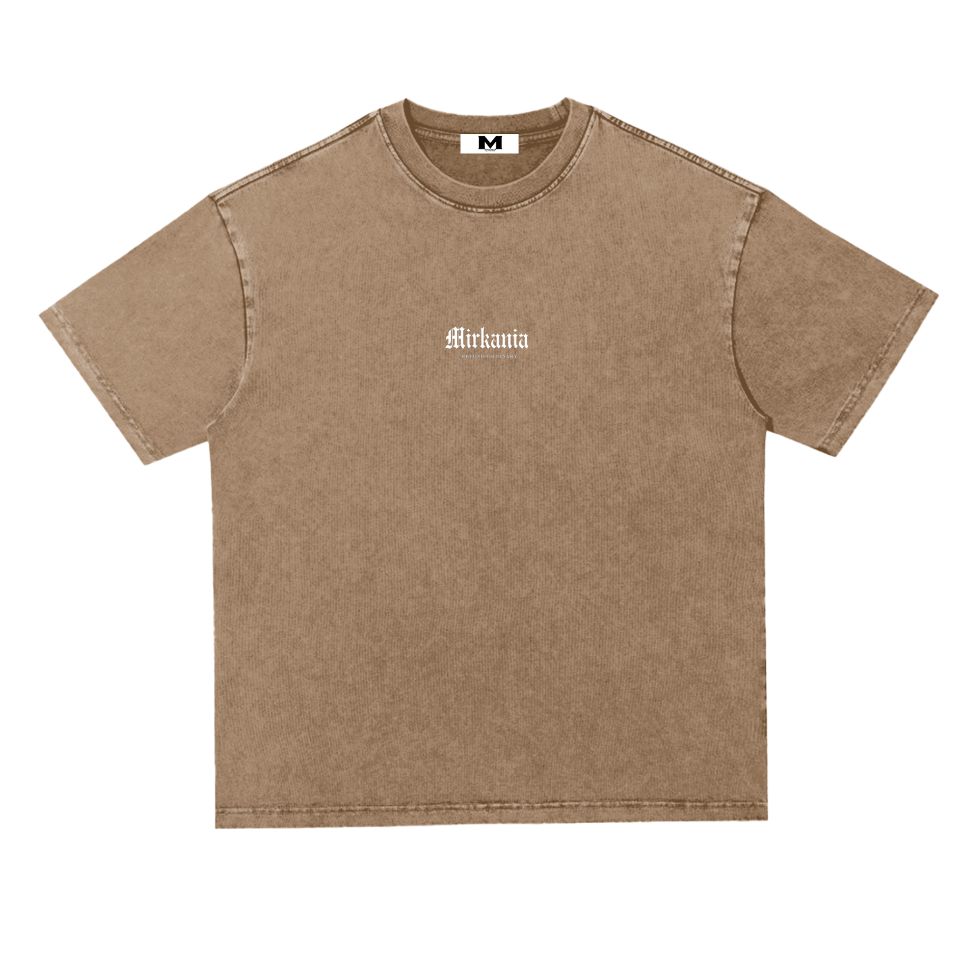 ODMPOD snow washed heavyweight oversized t-shirt in neutral color, showing relaxed fit and soft fabric texture.