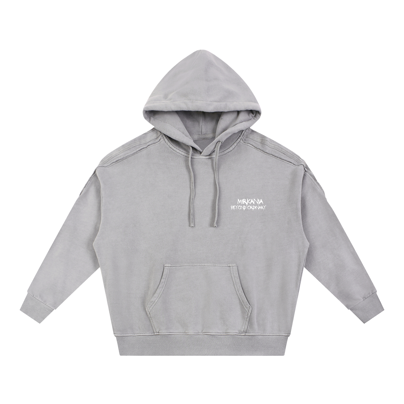 Snow Washed Tape Raw Edge Hoodie by ODMPOD featuring a soft, washed fabric with raw edge details and tape accents.
