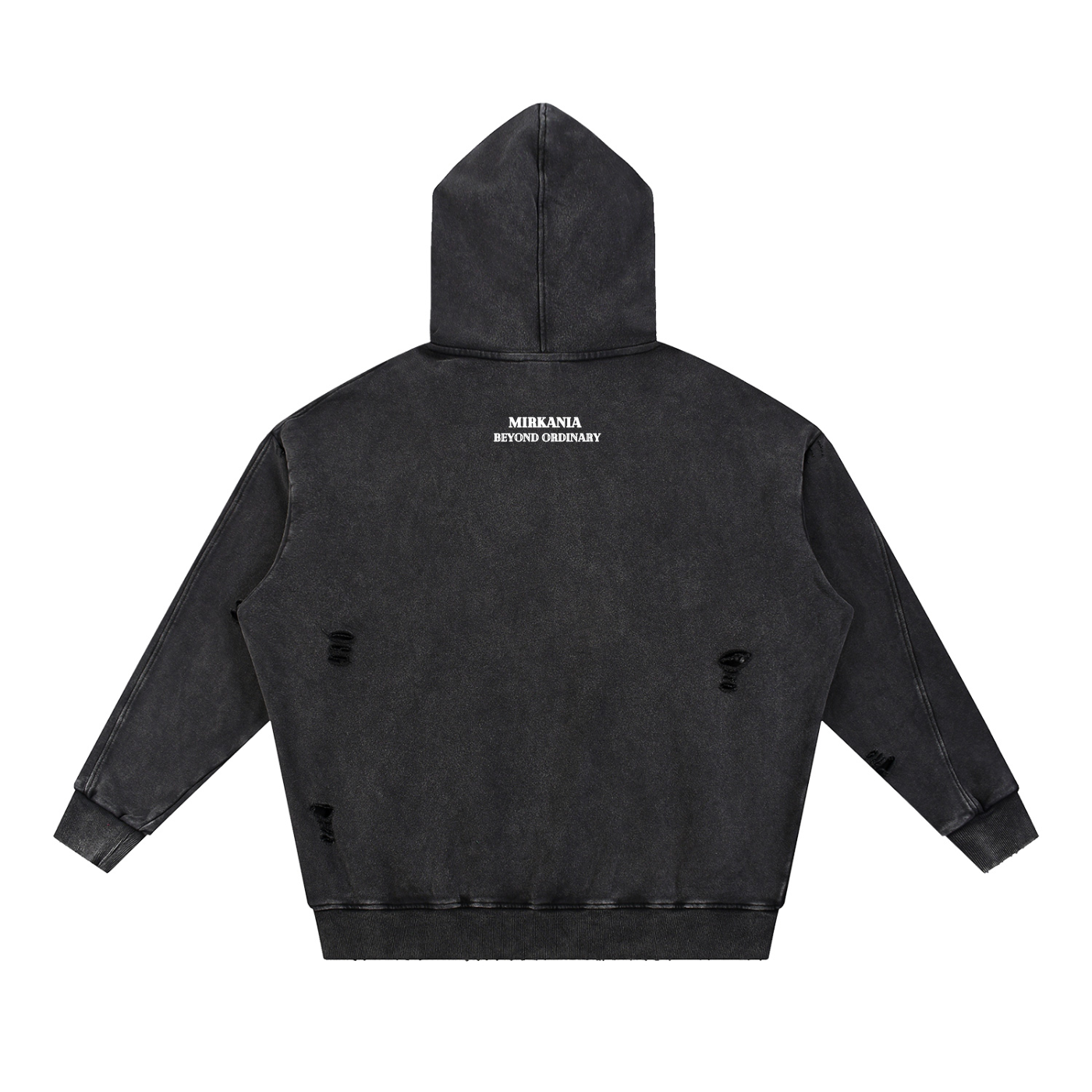Snow Washed Distressed Panel Pocket Hoodie from ODMPOD featuring a cozy hoodie with distressed details and front pocket.