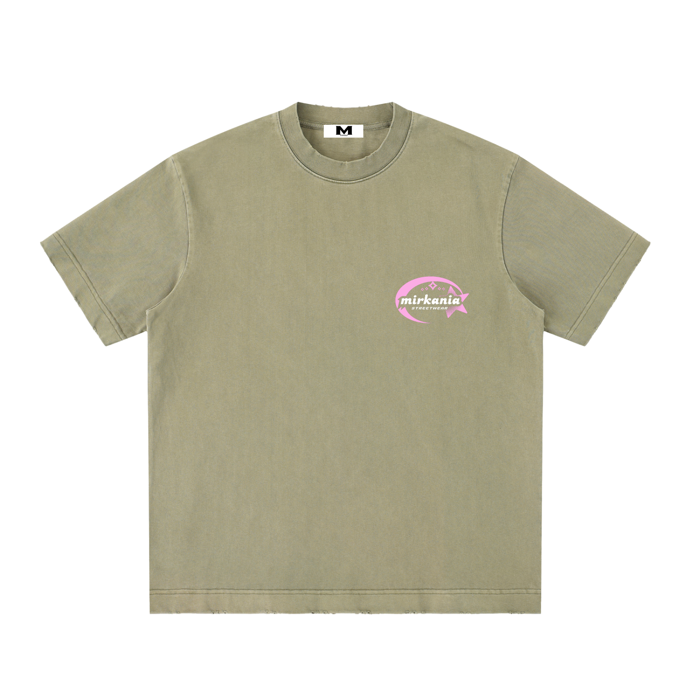 Vintage washed heavyweight T-shirt by ODMPOD featuring frayed edges and a relaxed fit, displayed on a plain background.