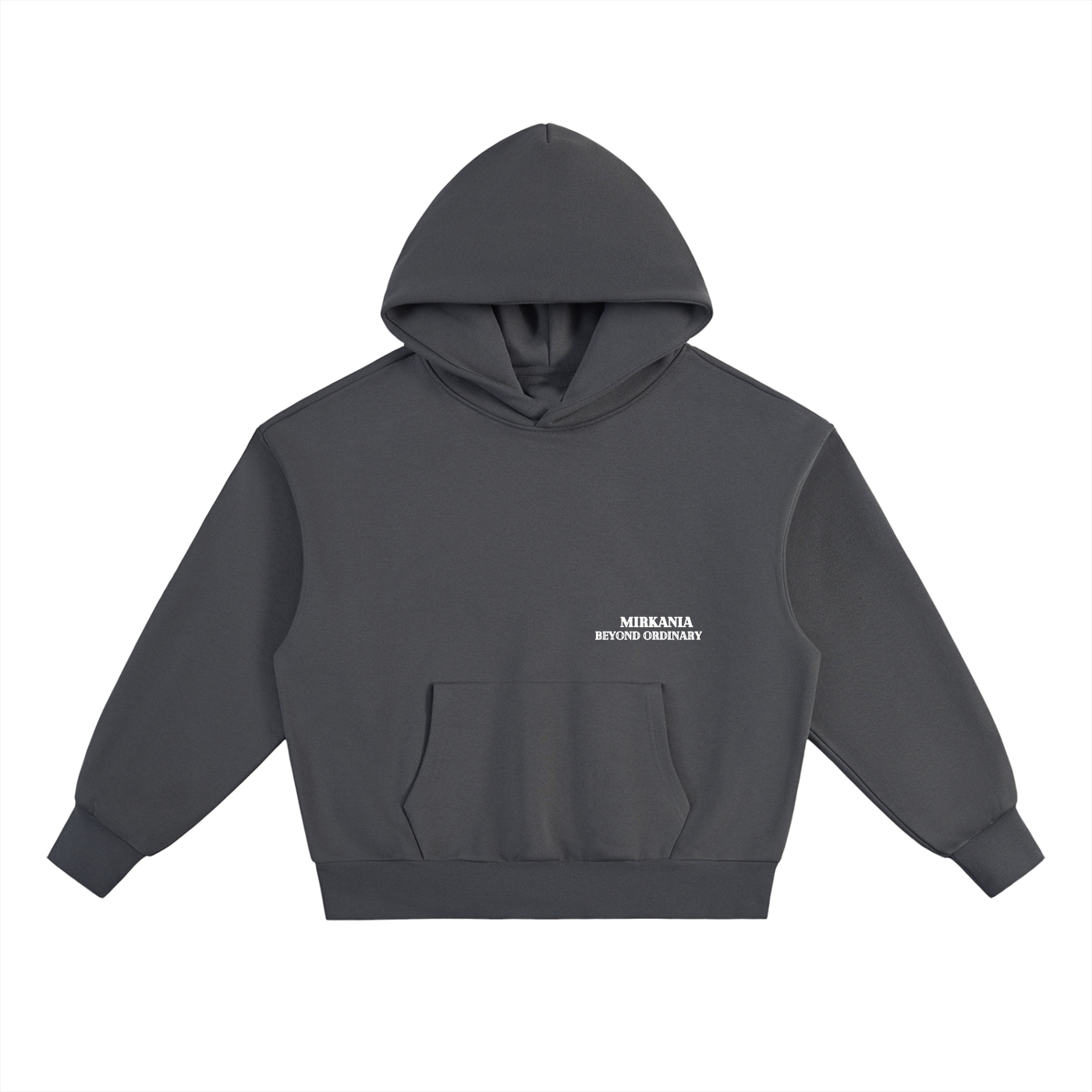 ODMPOD Essential Heavyweight Fleece Hoodie in gray, featuring a cozy, thick fleece fabric and front pocket for warmth.