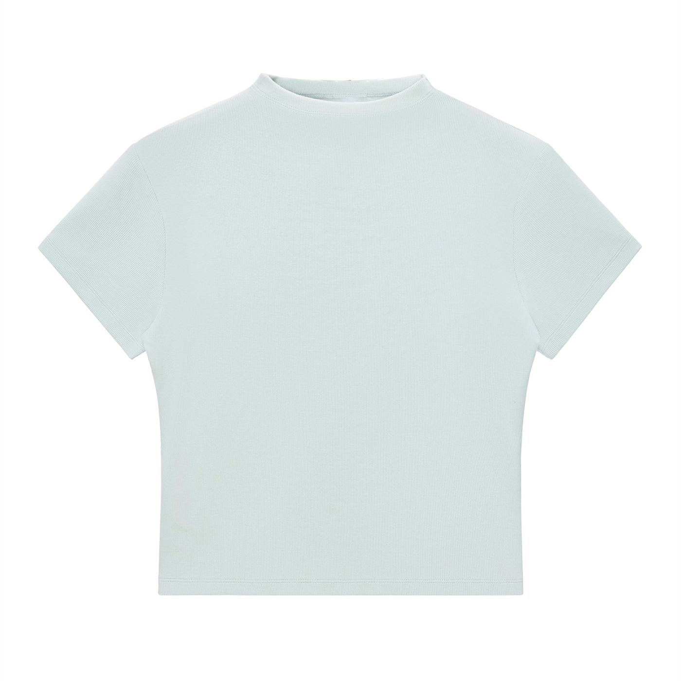 Slim fit ODMPOD mock neck t-shirt in a solid color, close-up view showcasing the sleek design and fabric texture.