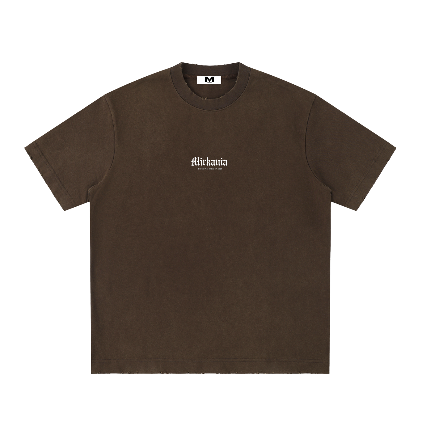 Vintage washed heavyweight T-shirt by ODMPOD with frayed edges, casual fit, and distressed fabric detail.