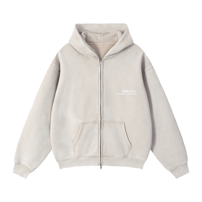 ODMPOD Zip-Through Boxy Fleece Hoodie with front zipper and relaxed fit, shown in a cozy fleece fabric.