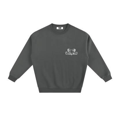 ODMPOD fleeced sweatshirt showing a cozy, soft fabric in a relaxed fit, ideal for casual wear and cold weather comfort.