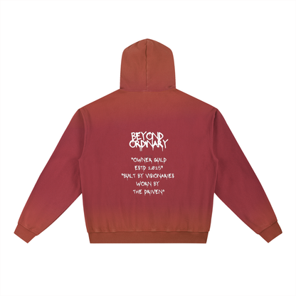 ODMPOD vintage washed gradient fleece hoodie showing soft fabric, relaxed fit, and stylish ombré design on the front.