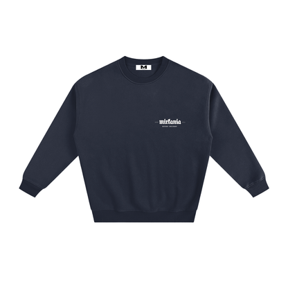 ODMPOD fleeced sweatshirt showing a cozy, soft fleece fabric with a relaxed fit and ribbed cuffs and hem.