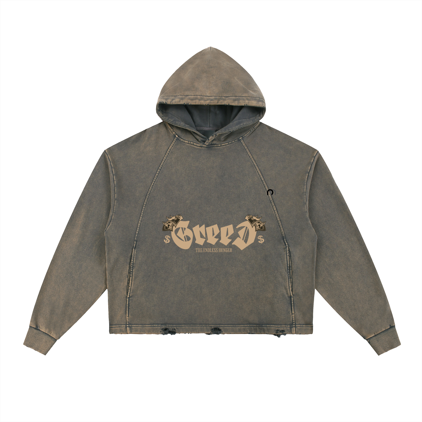 Vintage Washed Frayed-Hem Hoodie