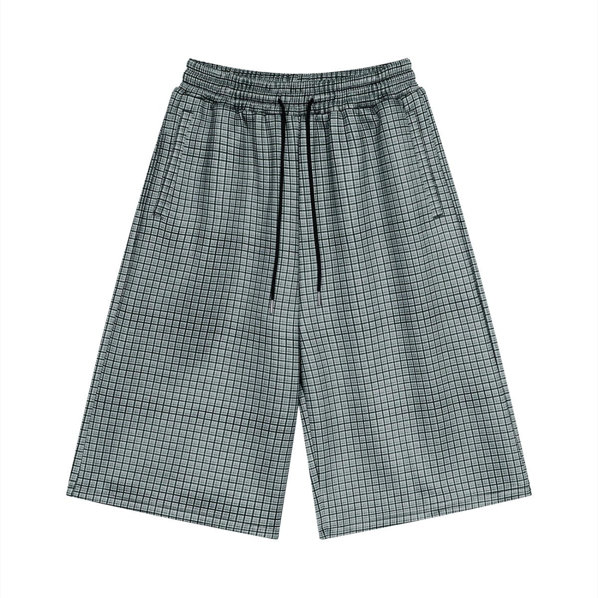 Unisex Plaid Drawstring Shorts
