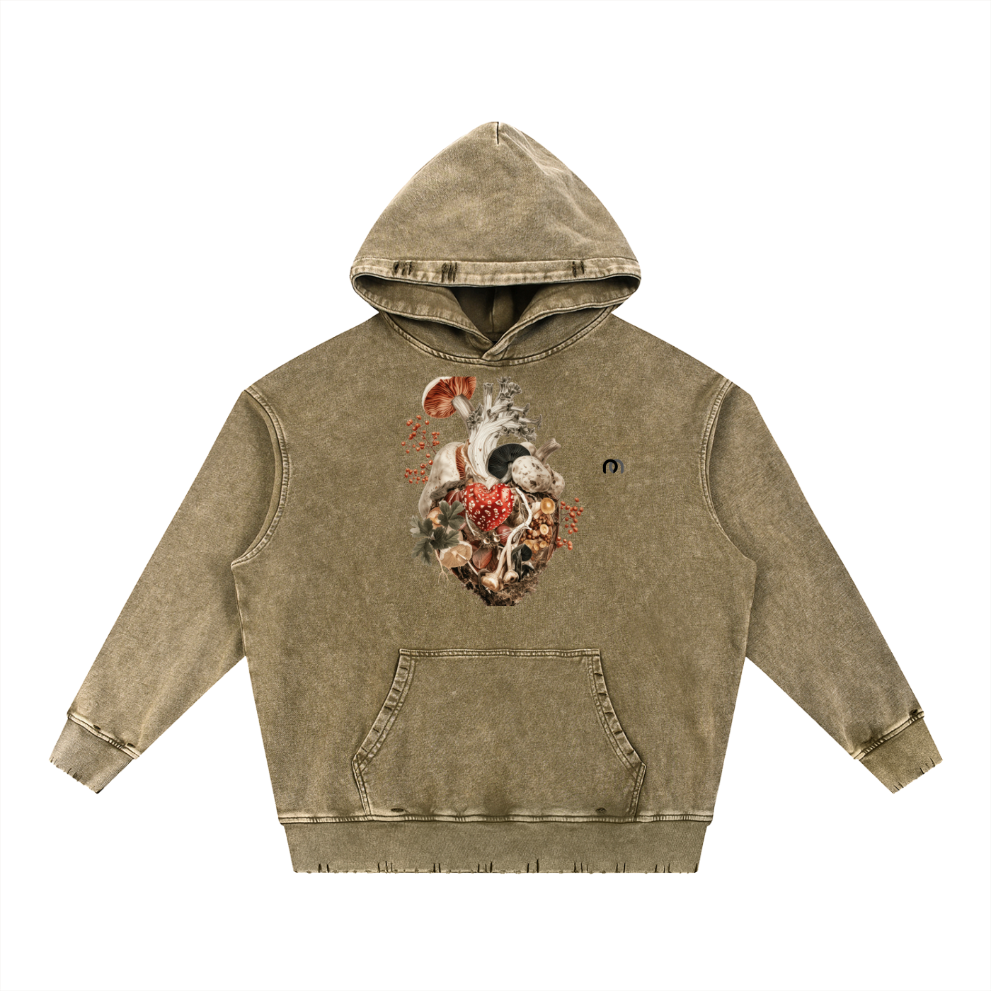Snow Wash Hand-Frayed Heavyweight  Hoodie