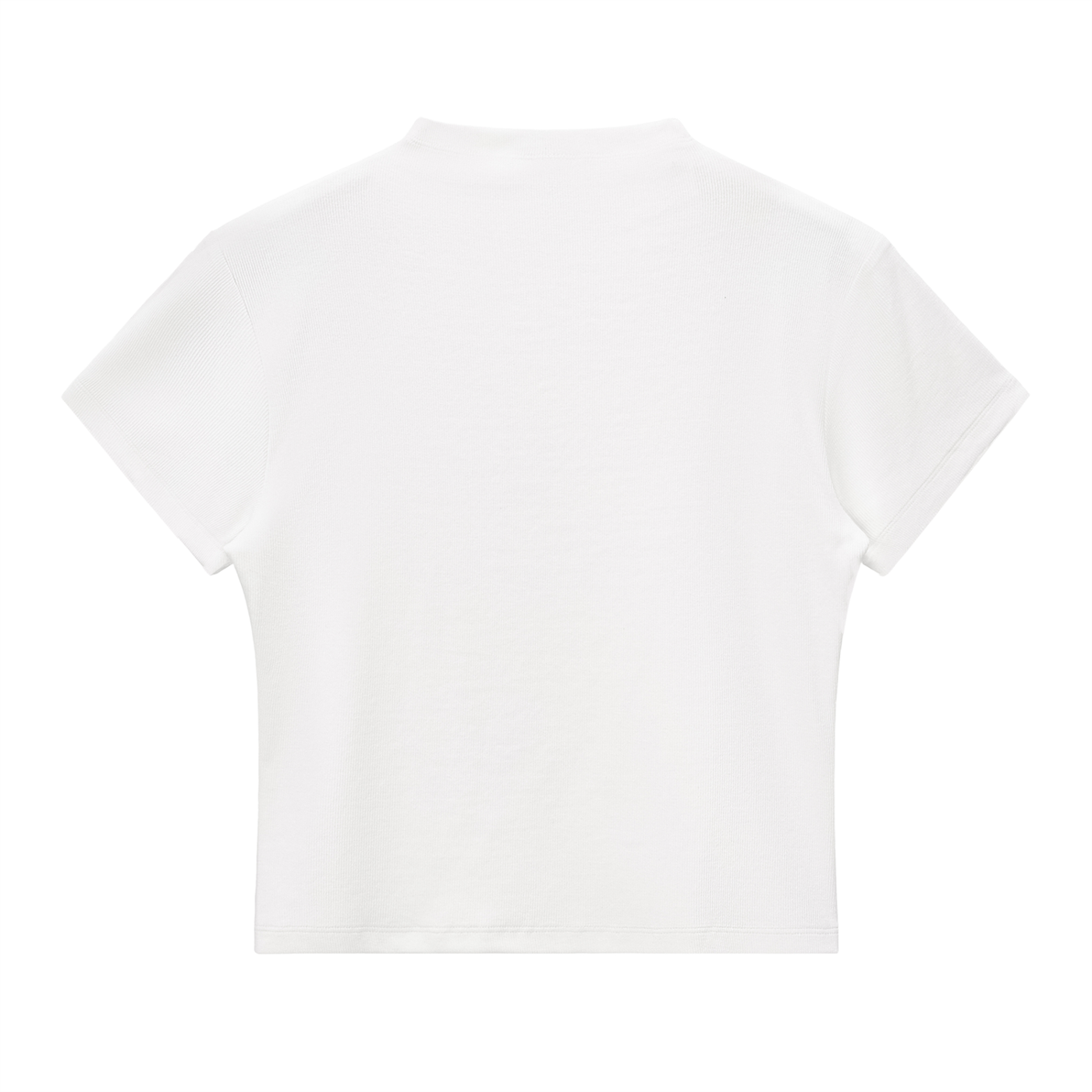 Essential slim fit mock neck t-shirt by ODMPOD, showcasing the sleek design and comfortable fit in a close-up image.