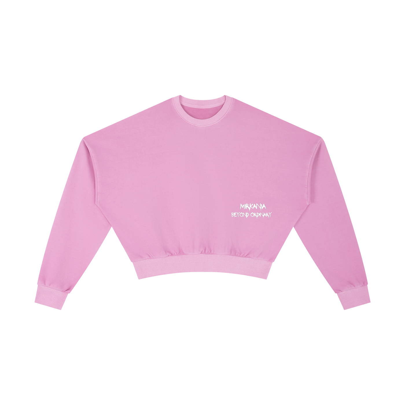 Vintage Washed Cropped Sweatshirt by ODMPOD, featuring a relaxed fit and distressed washed fabric, displayed on a hanger.