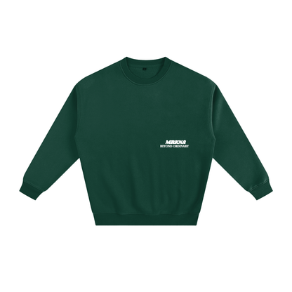 ODMPOD fleeced sweatshirt, cozy and warm, showing a close-up of the soft fleece fabric and casual fit.