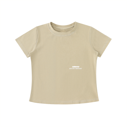 ODMPOD vintage wash slim fit T-shirt, soft fabric with faded design, casual streetwear style, displayed on a neutral background.