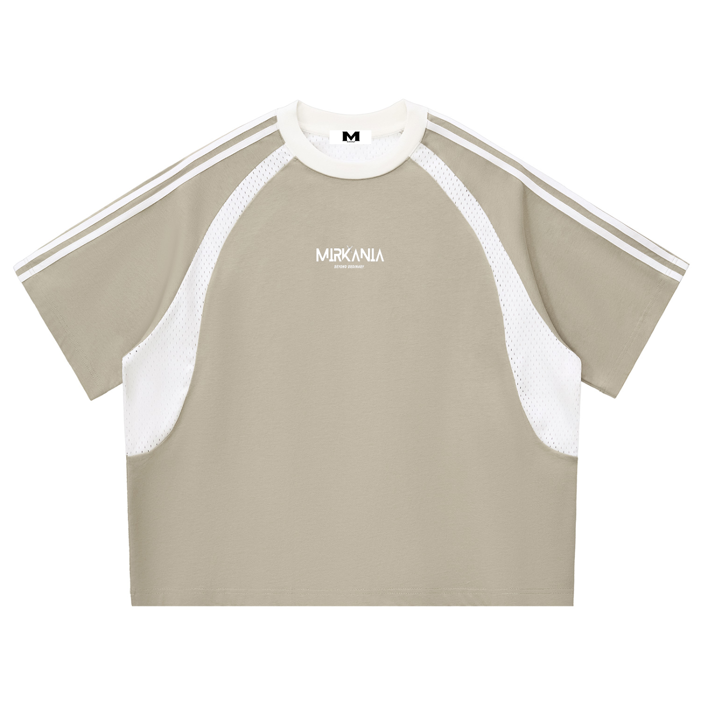 Contrast Stripes Panel Mesh T-shirt