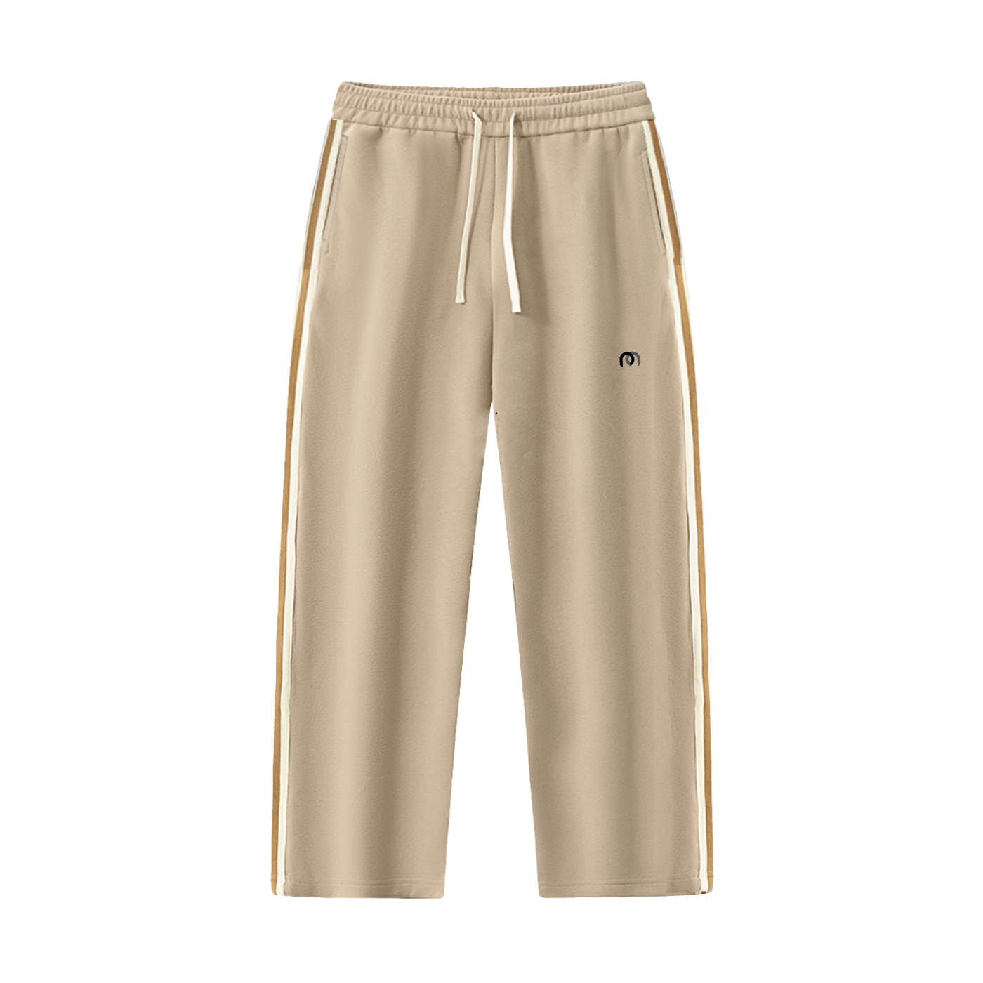 ODMPOD contrast side-stripe straight-leg pants, casual fashion pants with bold stripe detail, front view showing fit and style