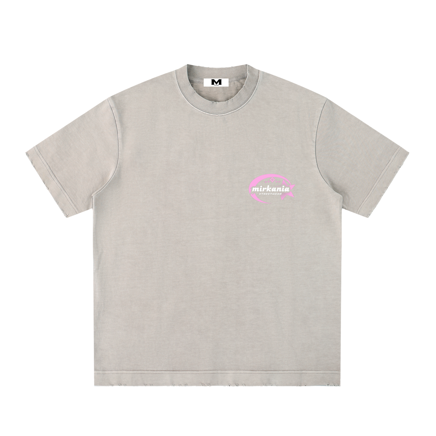 ODMPOD heavyweight vintage washed frayed T-shirt showing a relaxed fit and distressed hem on soft, faded fabric.