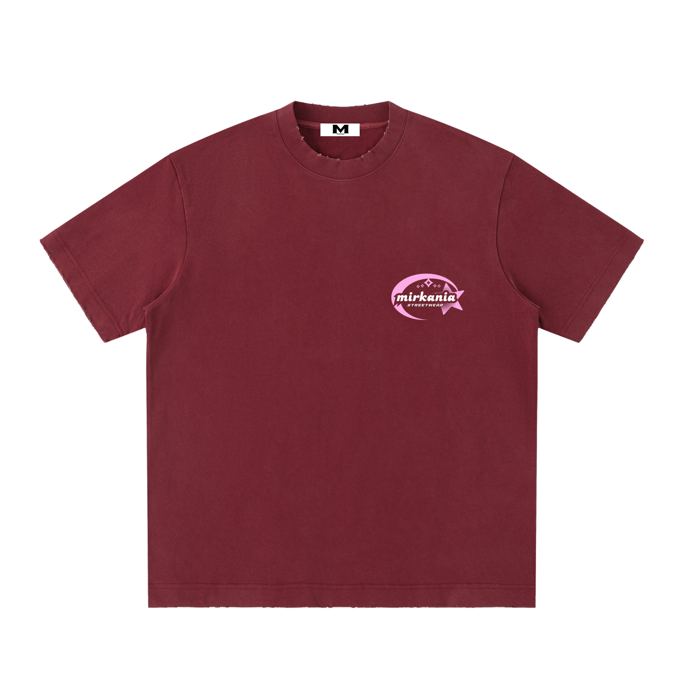 Vintage washed heavyweight frayed T-shirt by ODMPOD, showing distressed fabric and casual fit with frayed edges.