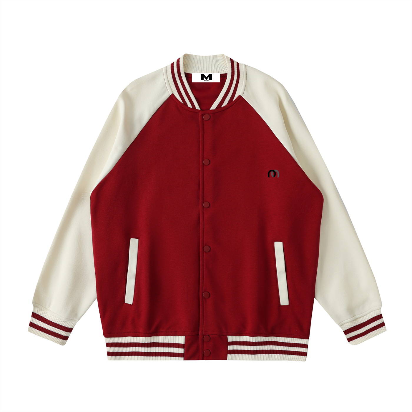 Two Tone Raglan Sleeve Varsity Jacket
