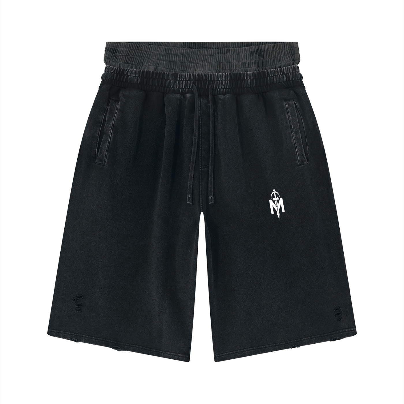 Unisex Vintage Wash Distressed Wide Leg Shorts