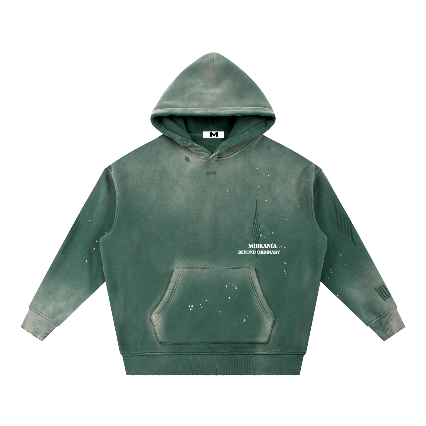 Vintage washed frayed fleece hoodie by ODMPOD featuring a cozy, distressed design with frayed edges and a relaxed fit.