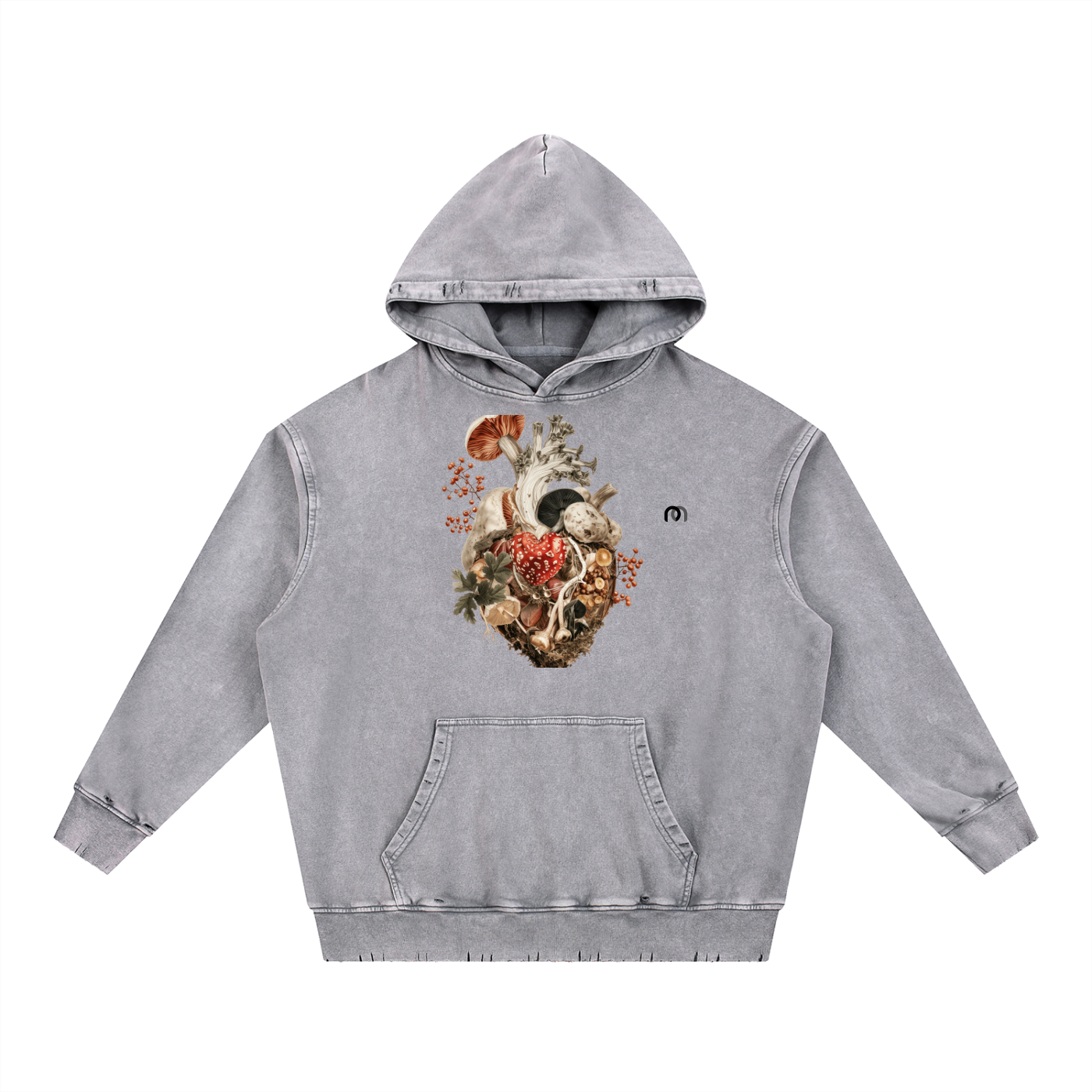 Snow Wash Hand-Frayed Heavyweight  Hoodie