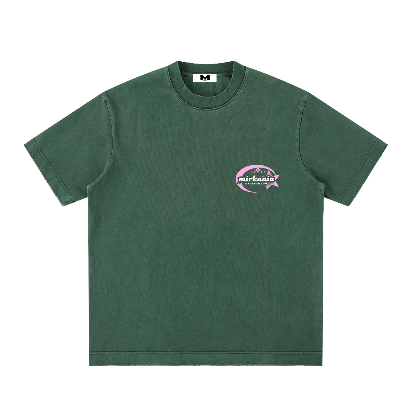 ODMPOD heavyweight vintage washed frayed t-shirt shown in natural light, highlighting distressed fabric and relaxed fit.