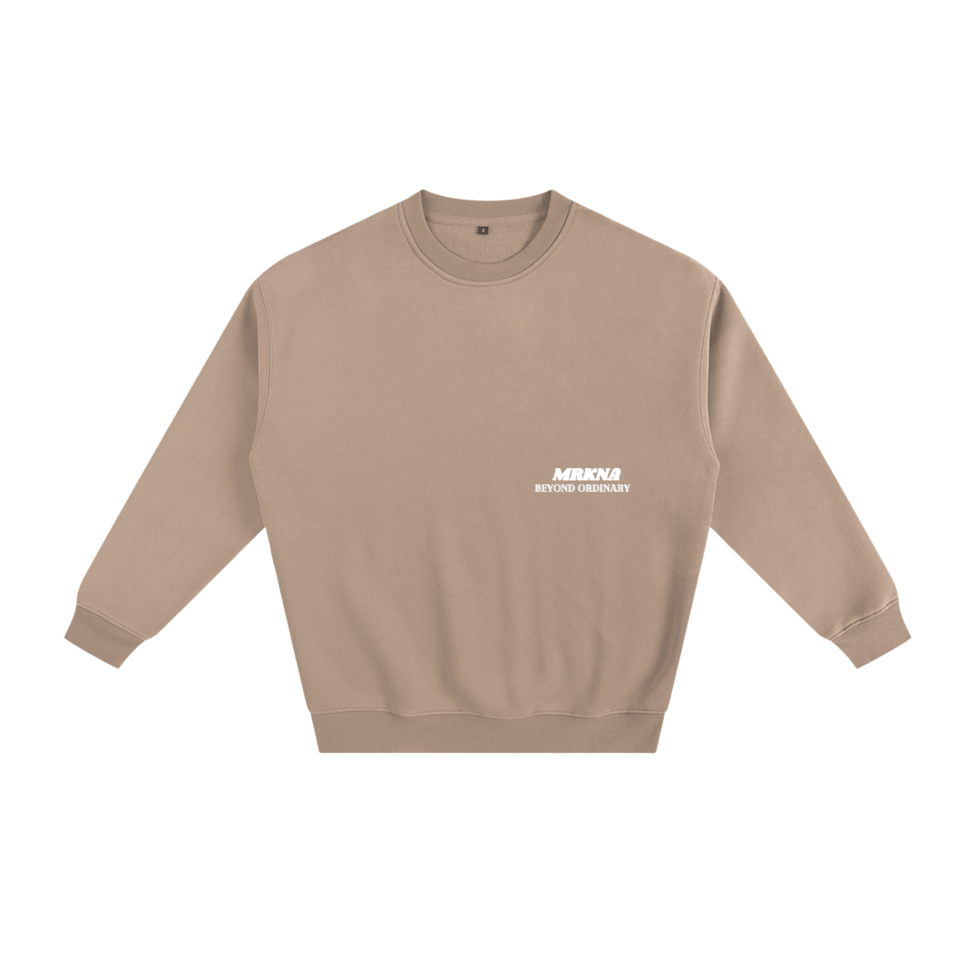 ODMPOD fleeced sweatshirt showing soft fabric, cozy fit, and classic crewneck design in neutral color.