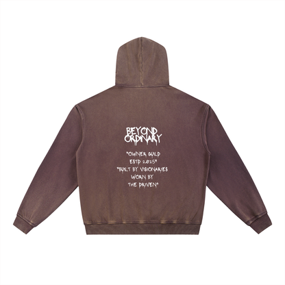 Vintage washed gradient fleece hoodie by ODMPOD featuring a soft, cozy fabric with a stylish faded color transition.