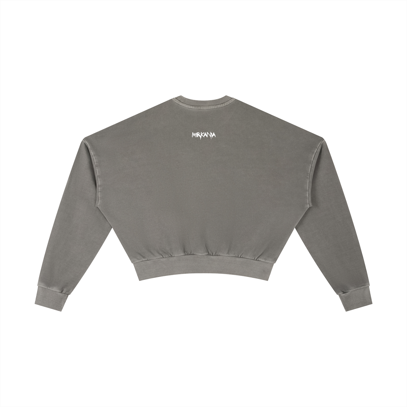ODMPOD vintage washed cropped sweatshirt, casual style with distressed texture and relaxed fit, shown on a model.