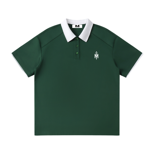 Contrast Collar Raglan Polo Shirt