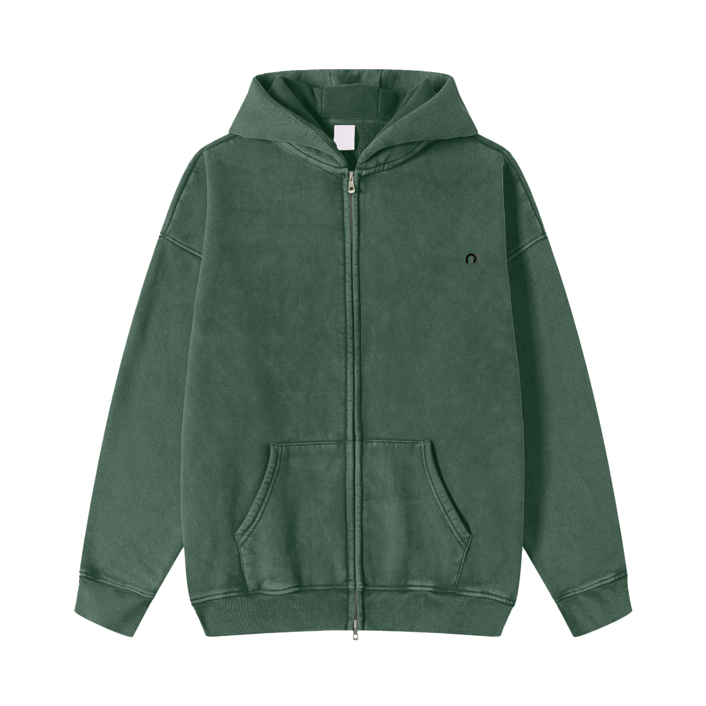 Snow Washed Zip-Through Fleece Hoodie